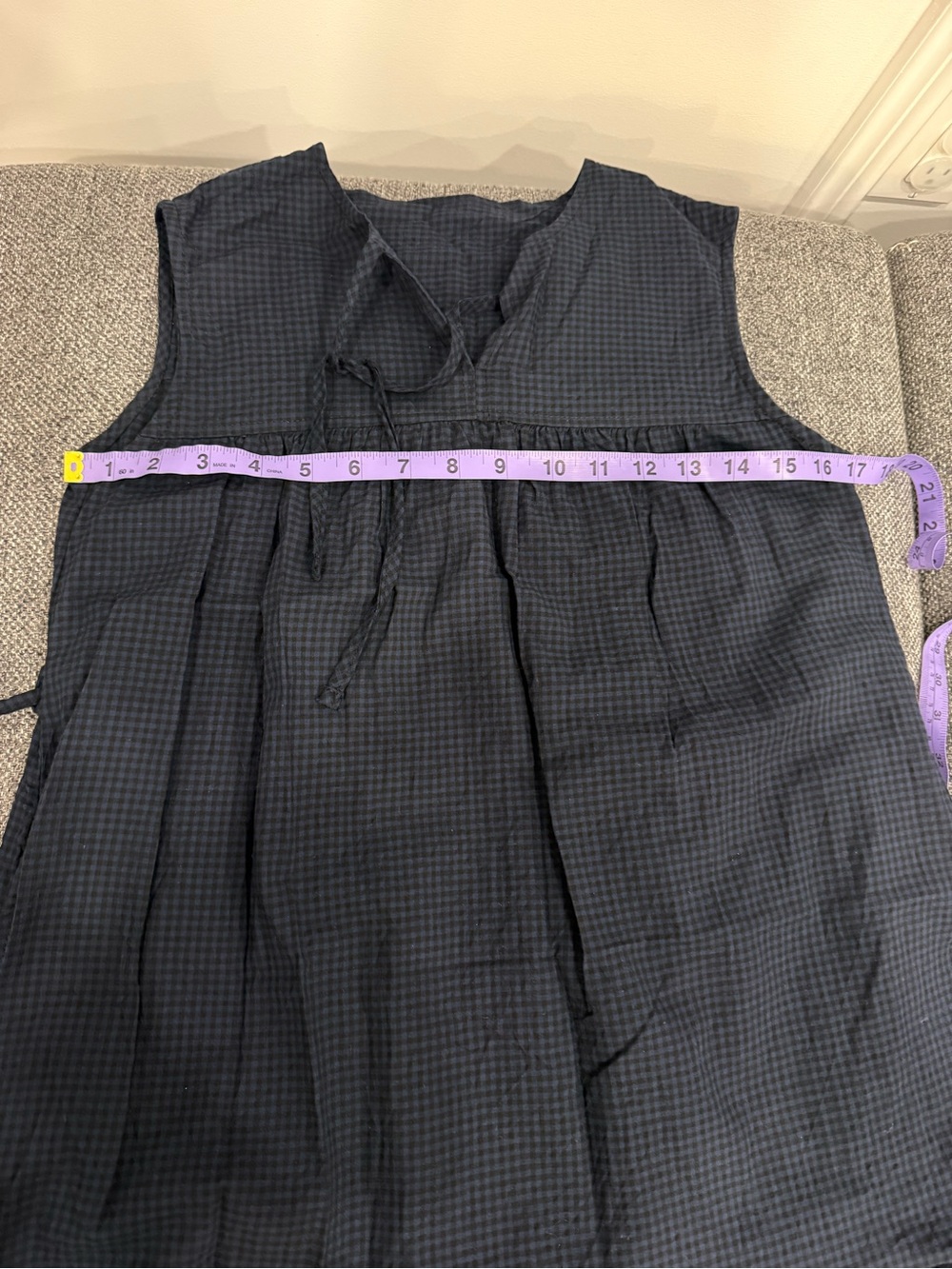 Navy blue gingham midi dress - Picture 9 of 12